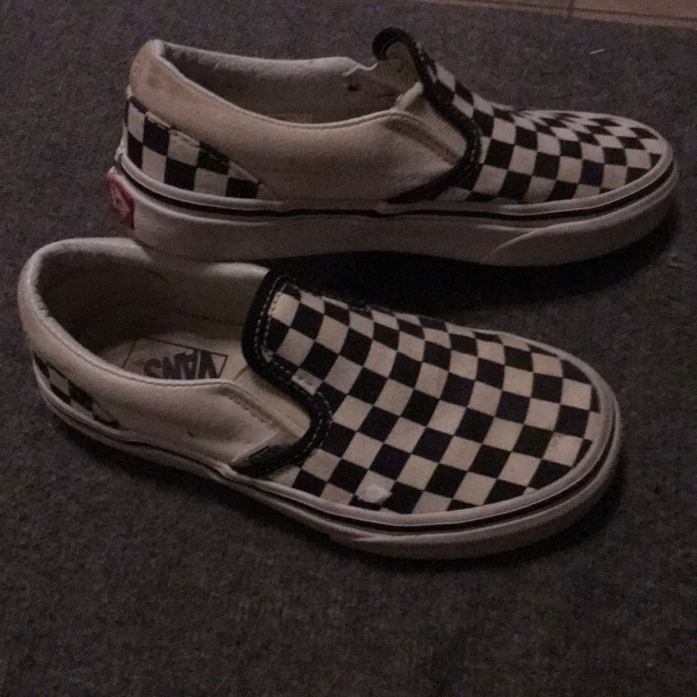 Kid Checkered Vans black and white